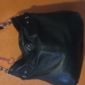 Coach Leather Collette Shoulder Bag Black with Reptile skin Strap
